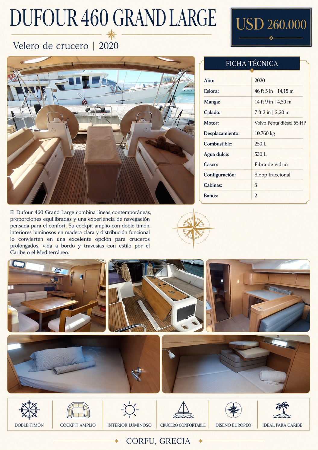 Ficha destacada · Dufour 460 Grand Large · USD 260.000